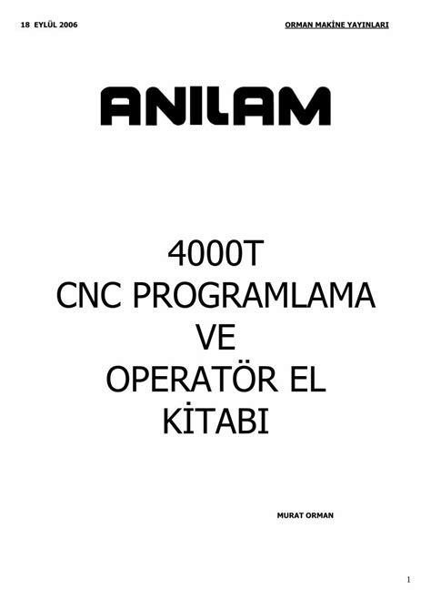 TORNA CNC PROGRAMLAMA VE OPERATÖR EL KİTABI